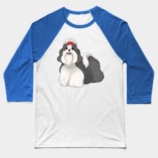 Black & White Shih Tzu Dog Baseball T-Shirt